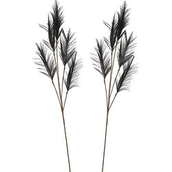 Foto van Pluimgras losse steel/tak - 2x - meerdere stengels - zwart - 98 cm - decoratie kunst pluimen - kunstplanten