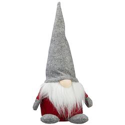 Foto van Pluche gnome/dwerg decoratie pop/knuffel met grijze muts 30 cm - kerstman pop