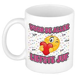 Foto van Cadeau mok/beker - voor de aller liefste juf - wit - 300 ml - feest mokken