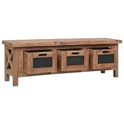 Foto van The living store houten tv-meubel - antieke stijl - 120x30x40 cm - bruin en zwart