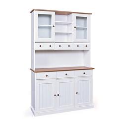 Foto van Wright dressoir 3 deuren, 2 glazen deuren, 3 lades, 3 open ruimtes wit, bruin.