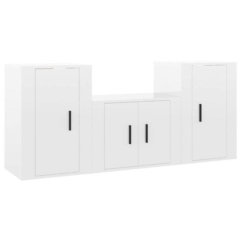 Foto van The living store tv-meubel set - hoogglans wit - 1x 57x34.5x40cm - 2x 40x34.5x60cm