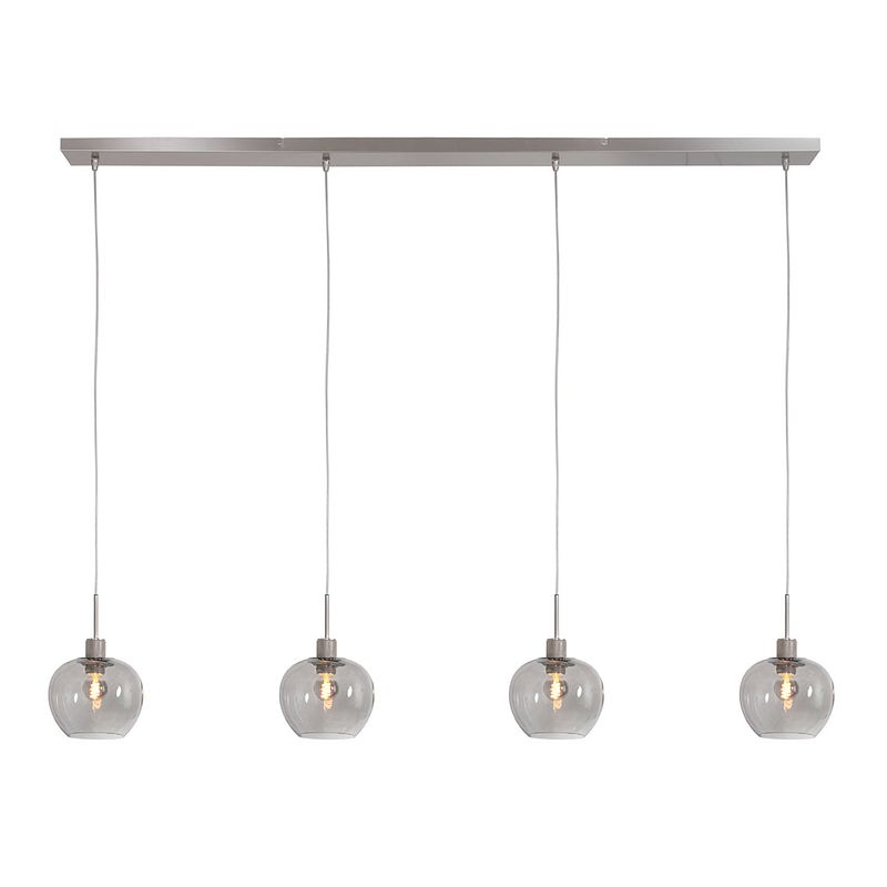 Foto van Moderne hanglamp - steinhauer - glas - modern - retro - e14 - l: 140cm - voor binnen - woonkamer - eetkamer - zilver