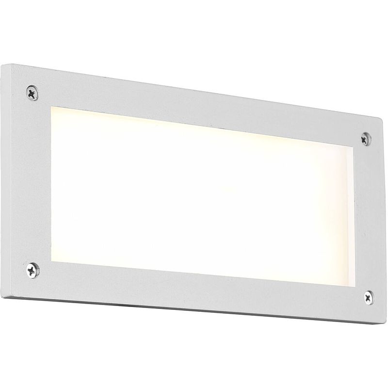 Foto van Led tuinverlichting - wandlamp buitenlamp - trion kitsu - 9w - warm wit 3000k - rechthoek - mat wit - aluminium