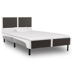 Foto van The living store bedframe - klassiek - ijzeren frame - grijs/wit - 210x95x68 cm - the living store