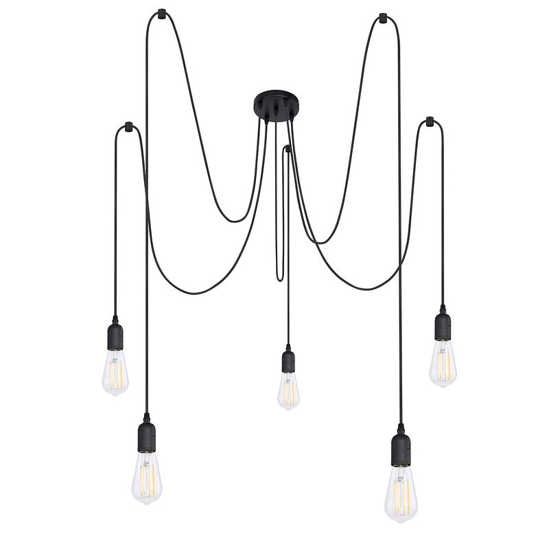 Foto van Industriële hanglamp oliver - l:15cm - e27 - metaal - zwart