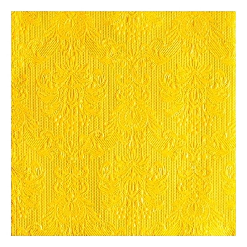 Foto van 15x luxe servetten barok patroon geel 3-laags 33 x 33 cm - feestservetten