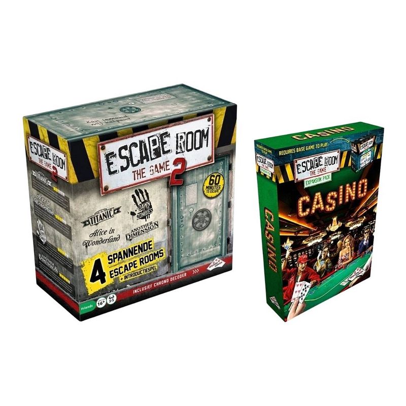 Foto van Spellenbundel - 2 stuks - escape room - the game basisspel 2 & uitbreiding casino