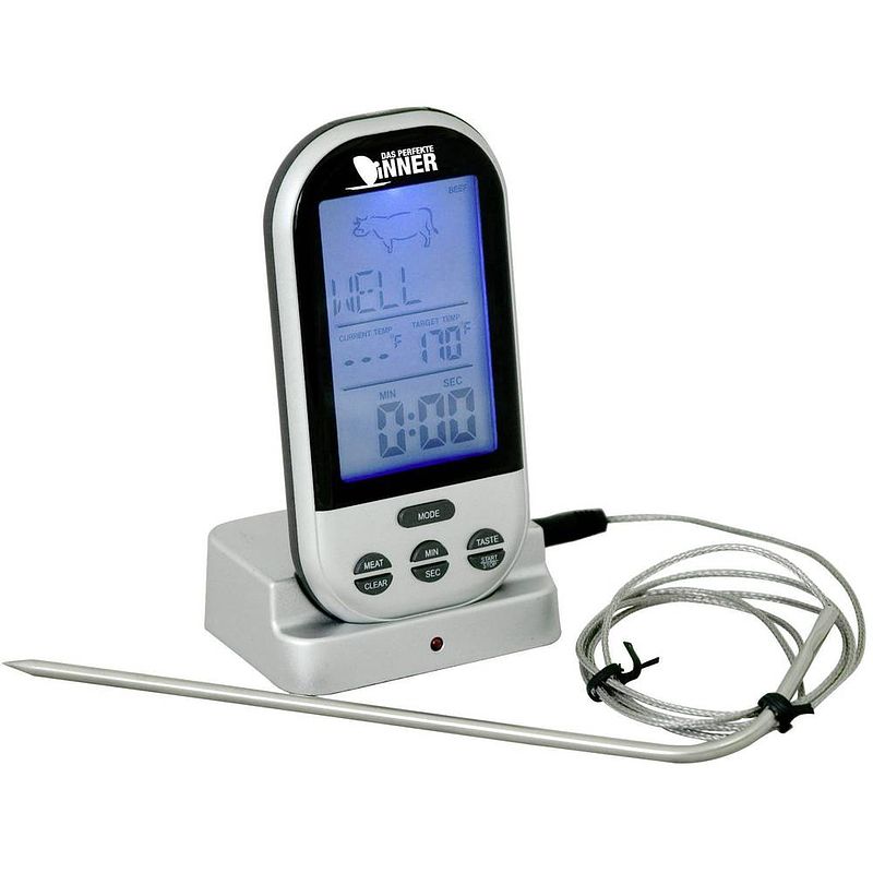 Foto van Techno line ws 1050 barbecuethermometer alarm, bewaking van kerntemperatuur °c /°f-weergave, gevogelte, lam, kalkoen, rund, varken, burger