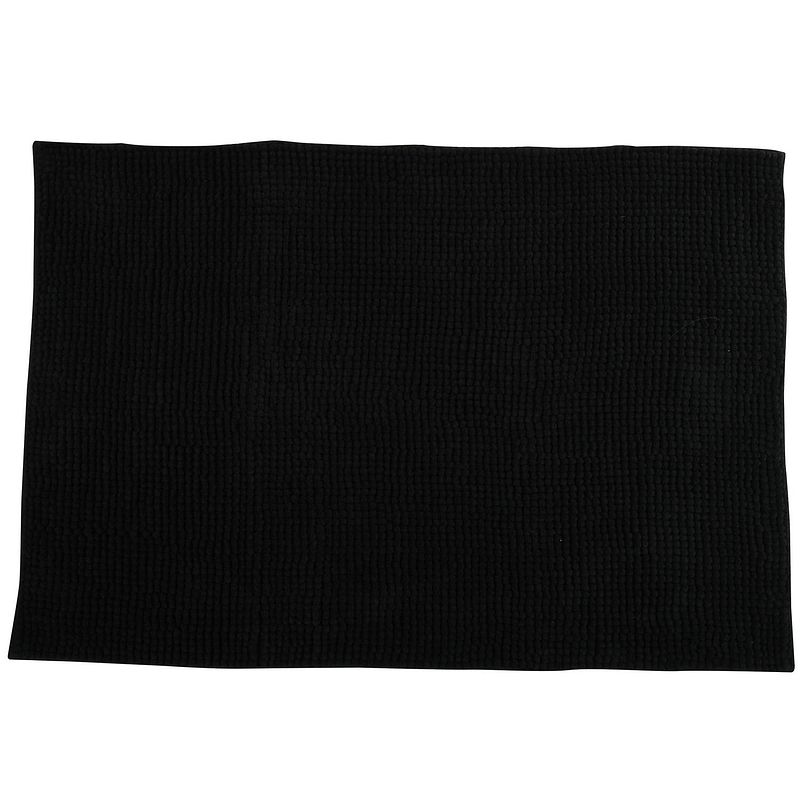 Foto van Msv badkamerkleed/badmat voor op de vloer - zwart - 60 x 90 cm - microvezel - badmatjes