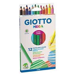 Foto van Giotto mega kleurpotloden, kartonnen etui met 12 stuks in geassorteerde kleuren