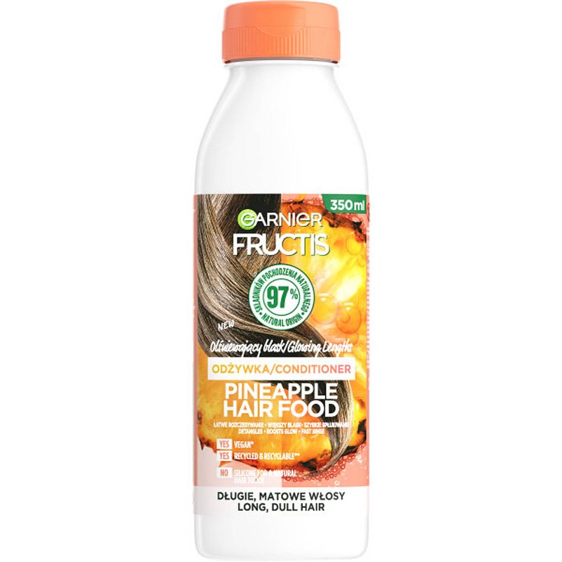 Foto van Fructis pineapple hair food conditioner voor lang en dof haar 350ml