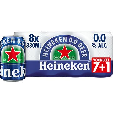 Foto van Heineken premium pilsener 0.0 bier blik 7+1 x 330ml bij jumbo