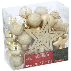 Foto van Christmas gifst kerstballen set goud - 40 stuks kunststof kerstballen - incl. piek
