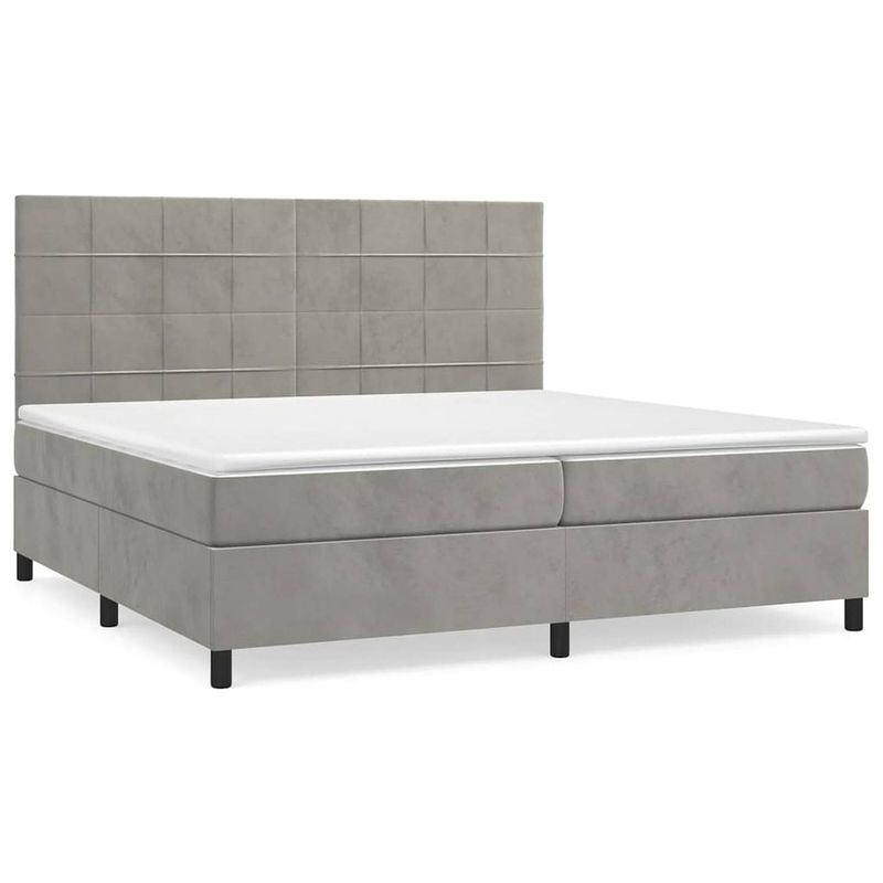 Foto van The living store boxspring bed - middelharde ondersteuning - fluweel - pocketvering matras - huidvriendelijk topmatras