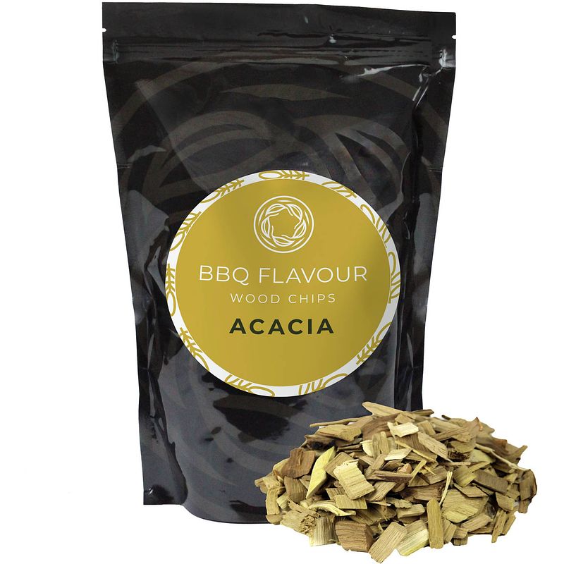 Foto van Bbq flavour rookhout acacia smoke wood acacia acaciahout bbq rookhout chips kamado tafelgrill gas bbq