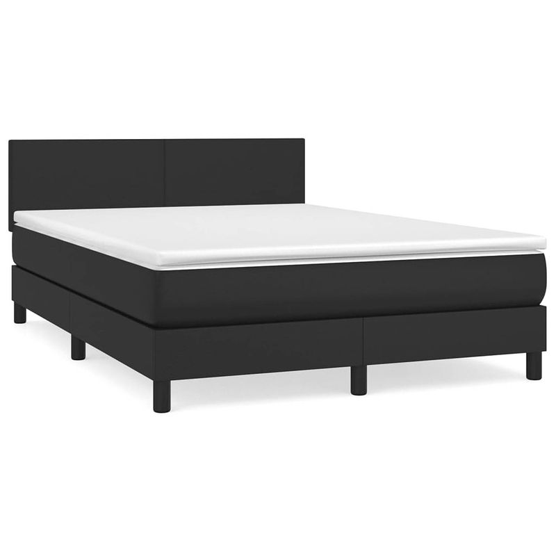 Foto van The living store boxspringbed - comfort - bed - 203 x 144 x 78/88 cm - zwart kunstleer