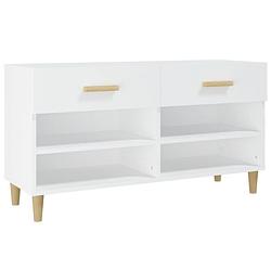 Foto van The living store schoenenkast - wit - 102 x 35 x 55 cm - bewerkt hout