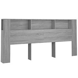 Foto van The living store hoofdbordkast - grijs sonoma eiken - 220 x 18.5 x 104.5 cm - wandmontage vereist