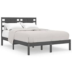 Foto van Vidaxl bedframe massief hout grijs 135x190 cm 4ft6 double