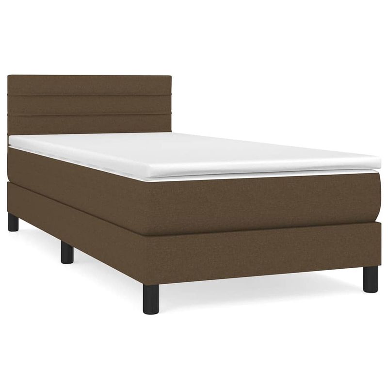 Foto van The living store boxspringbed - bed - 203 x 100 x 78/88 cm - donkerbruin - stof (100% polyester) - verstelbaar