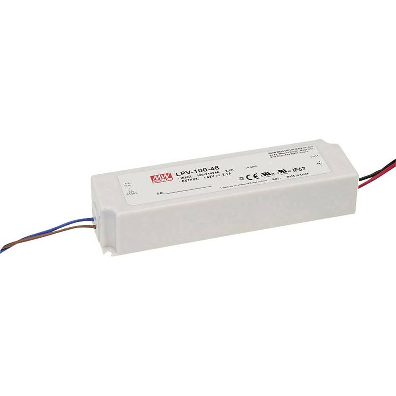 Foto van Mean well lpv-100-12 led-transformator constante spanning 102 w 0 - 8.5 a 12 v/dc niet dimbaar, overbelastingsbescherming