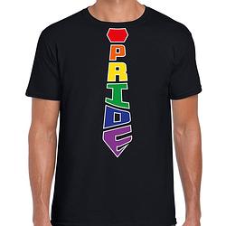 Foto van Bellatio decorations gay pride shirt - pride stropdas - regenboog - heren - zwart l - feestshirts