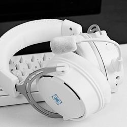 Foto van Deltaco gaming gam-109-w over ear headset radiografisch, kabel gamen stereo wit volumeregeling, microfoon uitschakelbaar (mute)