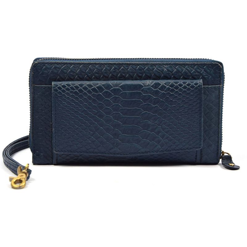 Foto van Clutch portemonnee multifunctioneel portemonnee met snake print l blauw