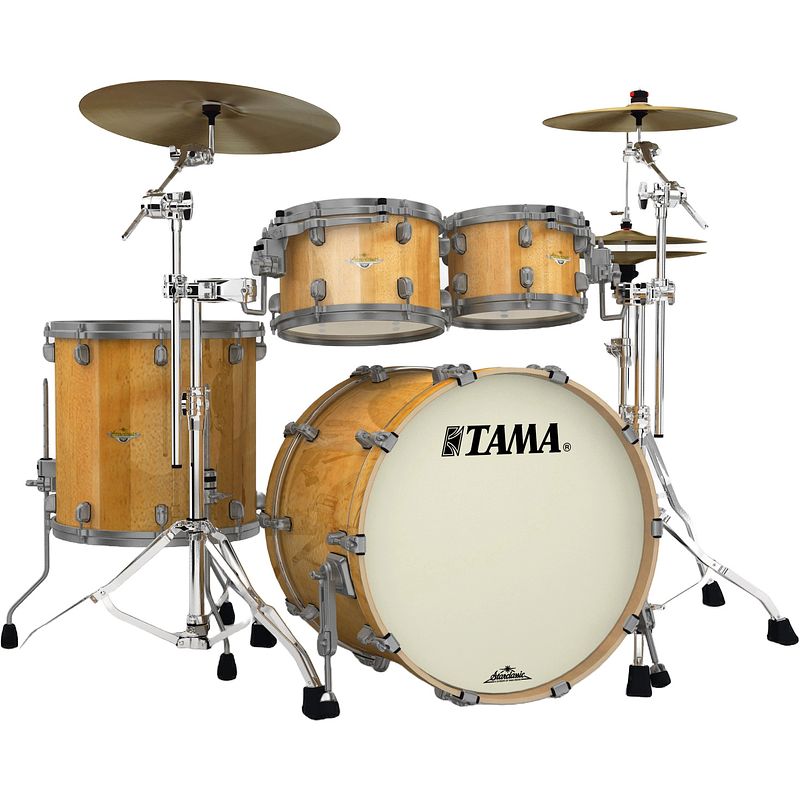 Foto van Tama me42tzus-vglm starclassic maple gloss natural movingui 4d. shellset smoked black nickel hardware