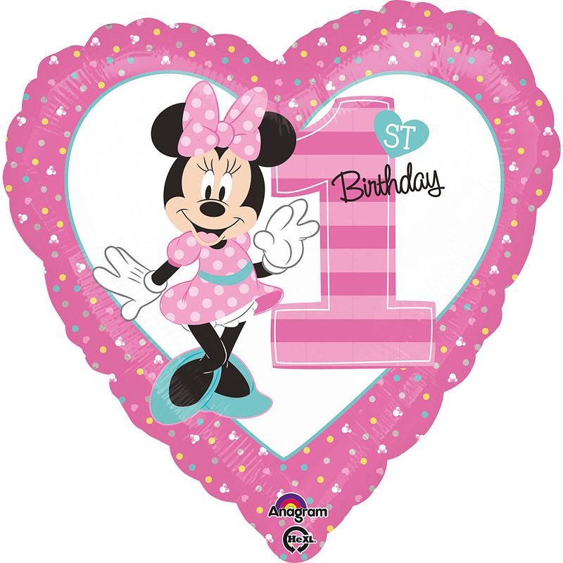 Foto van Anagram folieballon minnie's 1st birthday meisjes 43 cm roze