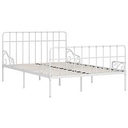 Foto van The living store metalen bedframe - wit - 204x145x95 cm - geschikt voor 140x200 cm matras - met bloempatroon -