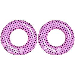 Foto van 2x stuks opblaasbare zwembad banden/ringen roze 90 cm - zwembanden