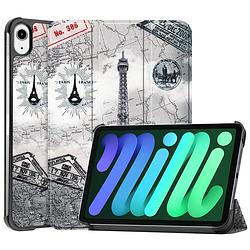 Foto van Basey ipad mini 6 hoesje kunstleer hoes case cover ipad mini 6-eiffeltoren