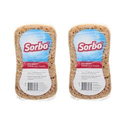 Foto van 2x jumbo sorbo schoonmaakspons / autospons viscose 20 x 11 cm - sponzen