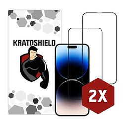 Foto van 2-pack kratoshield iphone 14 pro screenprotector - glass - full cover 2.5d - black