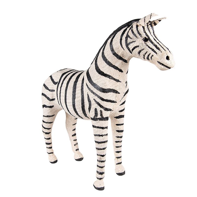 Foto van Clayre & eef beeld zebra 28 cm zwart wit papier ijzer textiel woonaccessoires beeld decoratie decoratieve accessoires