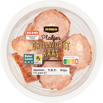 Foto van Jumbo plakjes grillworst kaas 100g aanbieding bij jumbo | 3 voor 6.00