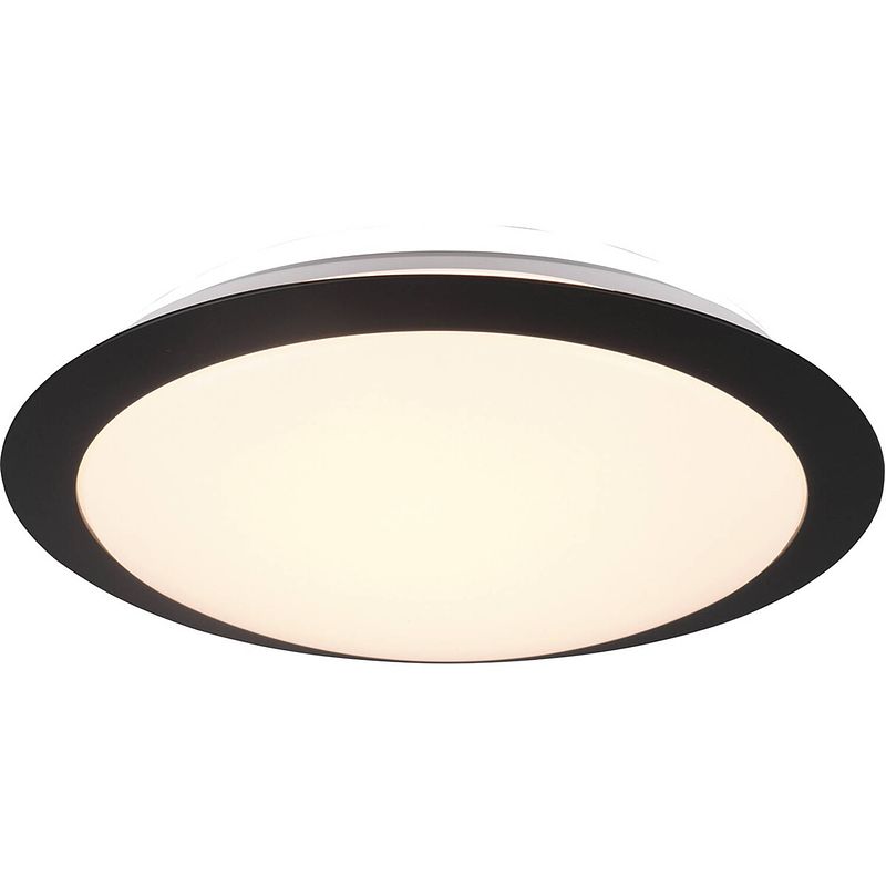 Foto van Led plafondlamp - badkamerlamp - trion hambert - 12w - natuurlijk wit 4000k - spatwaterdicht ip44 - rond - mat zwart -