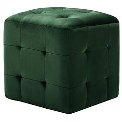 Foto van The living store poef voetenbank - 30x30x30 cm - groen fluweel