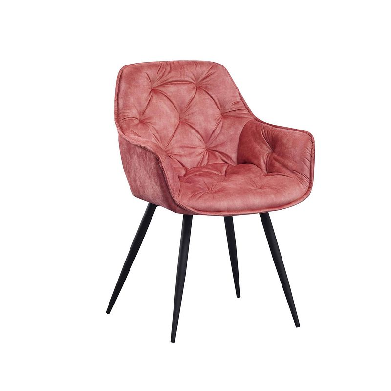 Foto van Set van 2 eetkamerstoelen met armleuning audrey velvet roze