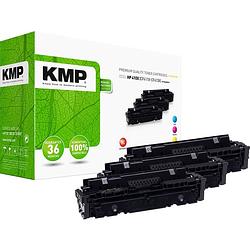 Foto van Kmp h-t242xcmy toner combipack vervangt hp hp 410x (cf411x, cf413x, cf412x) cyaan, magenta, geel 5000 bladzijden compatibel toner multipack