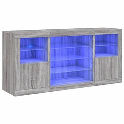 Foto van Vidaxl dressoir met led-verlichting 142,5x37x67 cm grijs sonoma