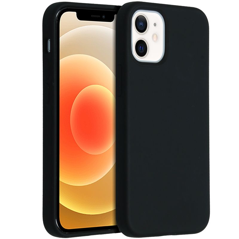 Foto van Accezz liquid silicone backcover iphone 12 mini telefoonhoesje zwart