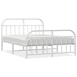 Foto van Vidaxl bedframe met hoofd- en voeteneinde metaal wit 150x200 cm