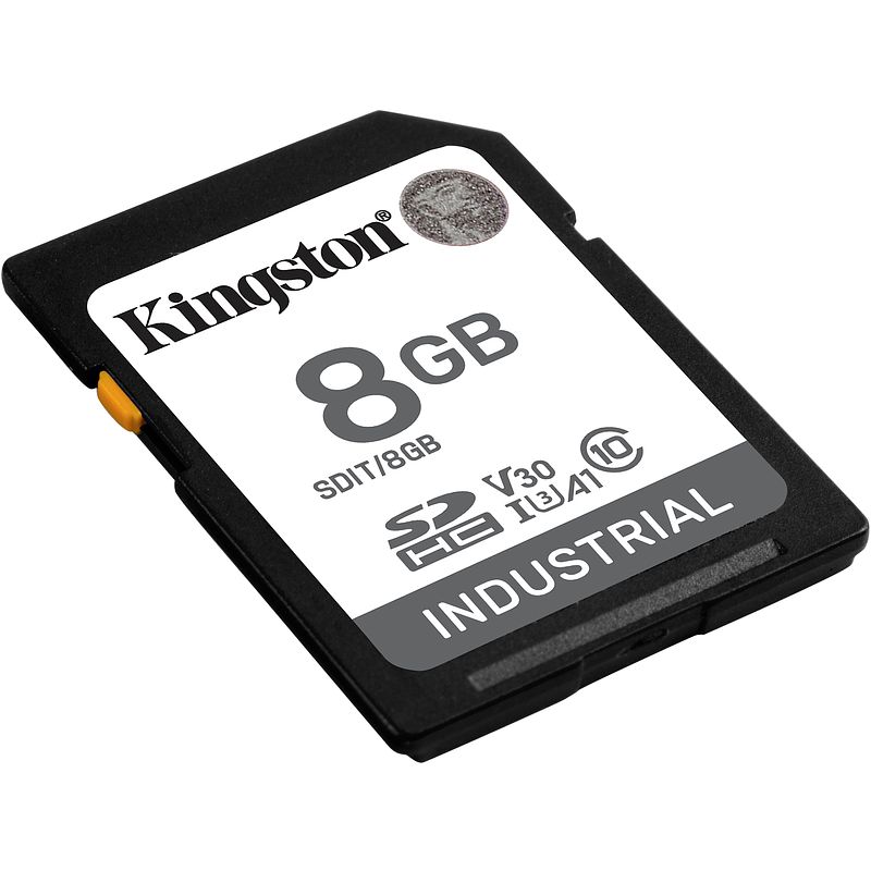 Foto van Kingston 8g sdhc industrial pslc uhs-i u3 v30 a1 sd-kaart 8gb