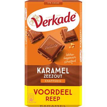 Foto van Verkade karamel zeezout knapperig voordeelreep 192g bij jumbo