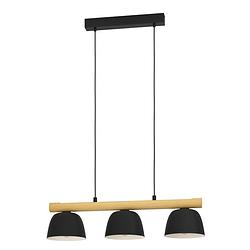 Foto van Eglo sherburn hanglamp - e27 - 77 cm - zwart/bruin - hout