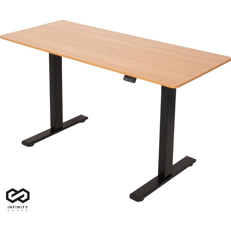 Foto van Infinity goods zit sta bureau - elektrisch verstelbaar in hoogte - 120 x 60 cm - bruin