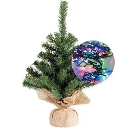 Foto van Mini kerstboom 45 cm - met kerstverlichting gekleurd 300 cm - 40 leds - kunstkerstboom